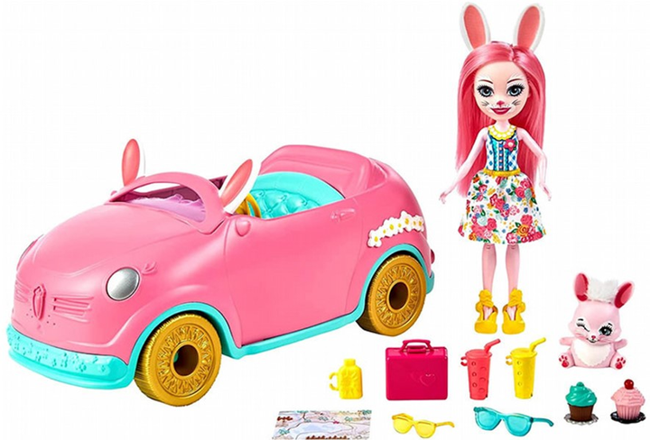 Lalka z akcesoriami Mattel Enchantimals Bunny with Vehicle 15 cm (0194735009053) - obraz 2