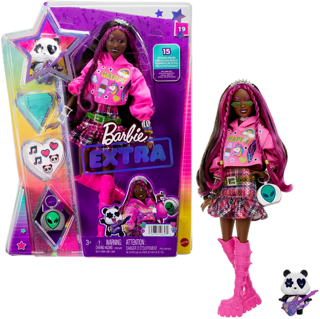 Lalka z akcesoriami Mattel Barbie Extra Fashion Pink Hair Pop Punk 29 cm (0194735106530) - obraz 1