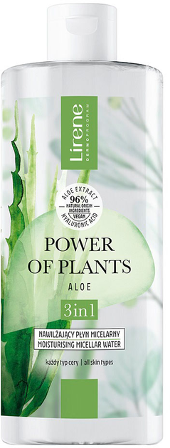 Płyn micelarny Lirene Power of Plants nawilżający 3 w 1 aloes 400 ml (5900717077287) - obraz 1