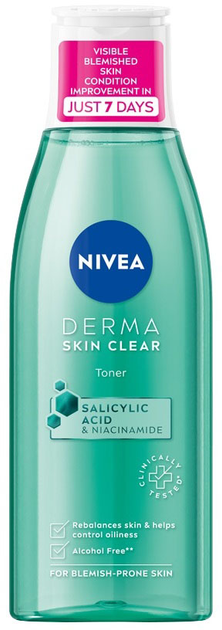 Нормалізуючий тонік NIVEA Derma Skin Clear 200 мл (9005800361536) - зображення 1