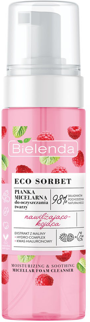 Pianka do oczyszczania twarzy Bielenda Eco Sorbet micelarna nawilżająco-kojąca malina 150 ml (5902169042769) - obraz 1