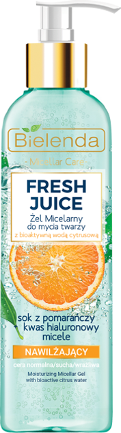 Żel do mycia twarzy Bielenda Fresh Juice micelarny nawilżający z wodą cytrusową pomarańcza 190 g (5902169034023) - obraz 1