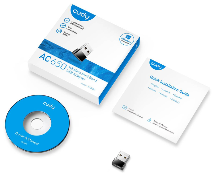 Dwuzakresowy adapter USB Cudy Wi-Fi 650 Mb/s WU650 (6971690790851) - obraz 5