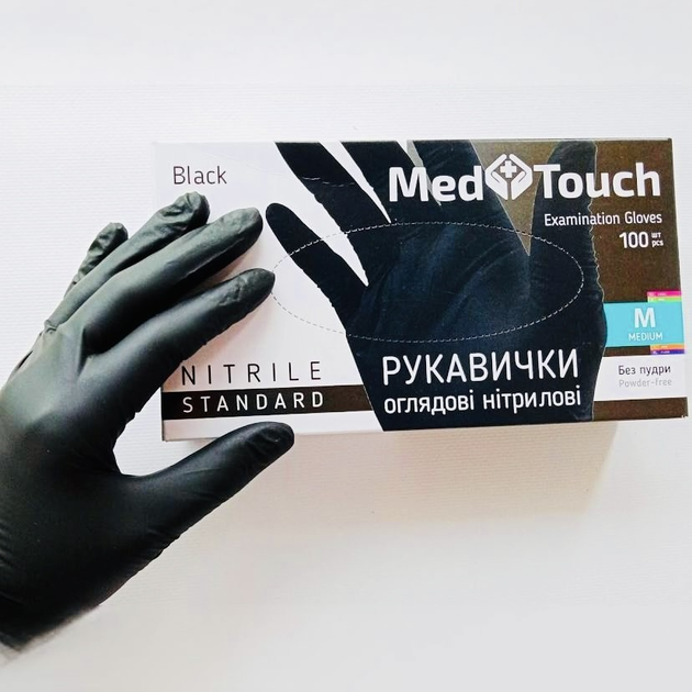 Рукавички нітрилові MedTouch, розмір M, чорні, 100 шт - зображення 2