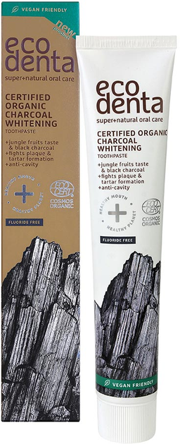 Pasta do zębów Ecodenta Certified Organic Charcoal wybielająca czarna z owocami dżungli 75 ml (4770001004333) - obraz 1