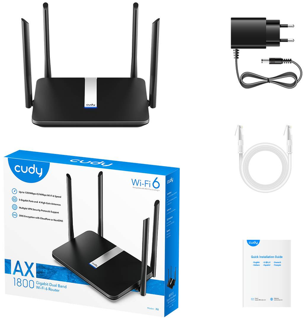 Dwuzakresowy inteligentny router Cudy Wi-Fi 6 AX1800 X6 (6971690791391) - obraz 5