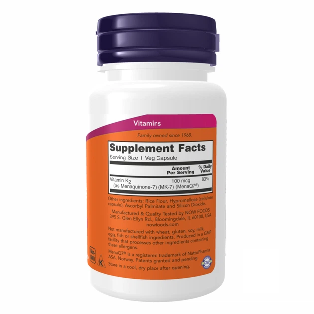 Vitamin K-2 (MK7) 100 mcg - 60 vcaps вітамін K2 MK-7 для міцних кісток, здоров’я судин та правильного розподілу кальцію - изображение 2