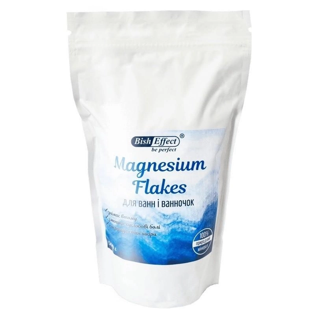 Магниевые хлопья для ванн (magnesium flakes) Бишофит Полтавский BishEffect 500 г - изображение 2