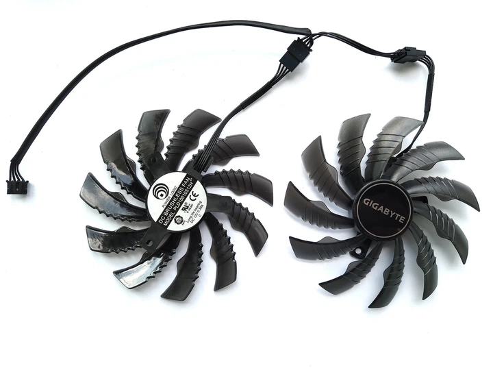Вентилятор кулер для видеокарты Gigabyte GTX 1660 RTX 2060 2070 95 мм PowerLogic PLD10010S12H (T129215SH T129215SU) комплект 2 шт (№281.05) - изображение 2