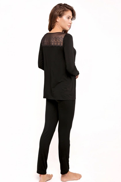 Жіноча піжама з модалу з мереживом 8160-6217-3 black Anabel Arto S black (6000006117775) - изображение 2