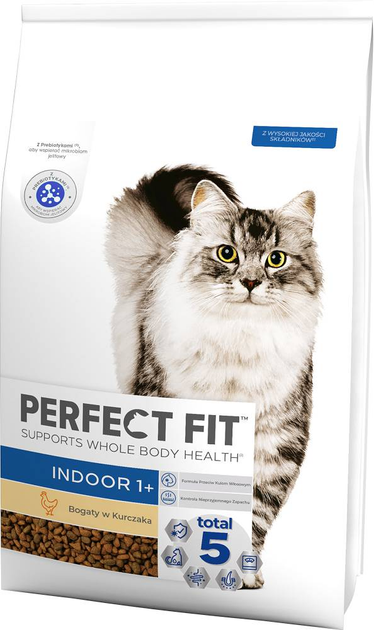 Sucha karma dla dorosłych kotów Perfect Fit Indoor 1+ z kurczakiem 7 kg (4008429159404) - obraz 1
