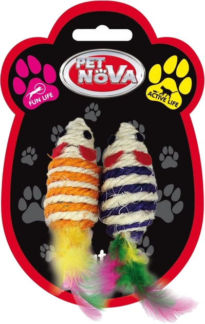 Іграшка для котів Pet Nova Мишки плетінки 7 х 3 см (CAT-SISALMOUSESET-7) - зображення 2