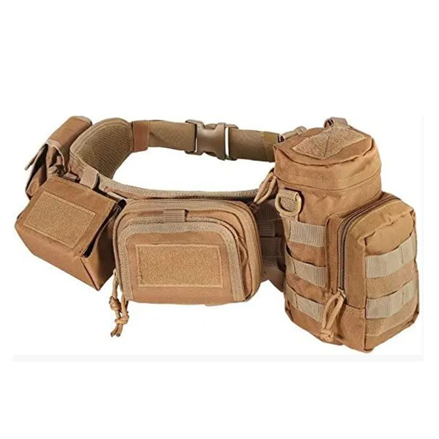 РПС Комфортний військовий бойовий ремінь з кишенями YAKEDA MOLLE Heavy Duty Soft Coyote - зображення 1