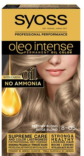 Farba do włosów Syoss Oleo Intense trwale koloryzująca z olejkami 8-05 Beżowy Blond (9000100840965) - obraz 1