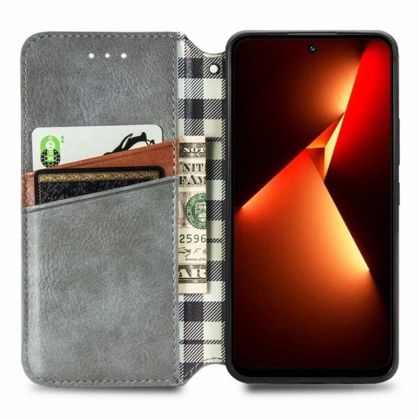 Чехол Deexe Rhombus Wallet для TECNO Pova 5 - Grey - изображение 2