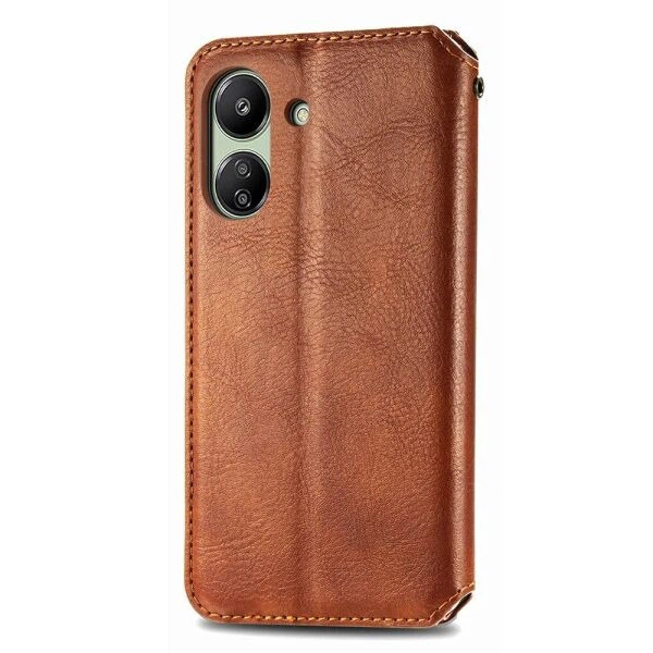 Чехол Deexe Rhombus Wallet для Xiaomi Redmi 13C / Poco C65 - Brown - изображение 5