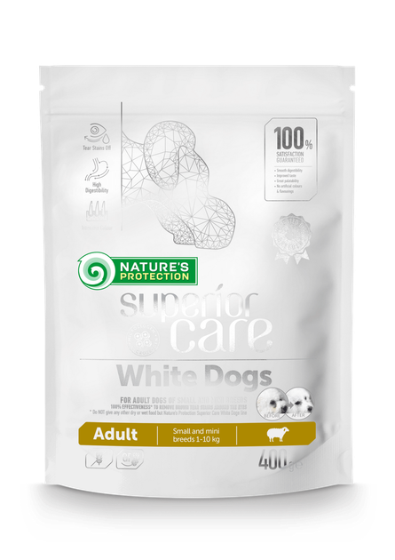 Сухой корм для собак мелких пород с белой шерстью Nature's Protection Superior Care Adult Small and Mini 400 г - Фото 1 Сухой корм для собак мелких пород с белой шерстью Nature's Protection Superior Care Adult Small and Mini 400 г - изображение 1
