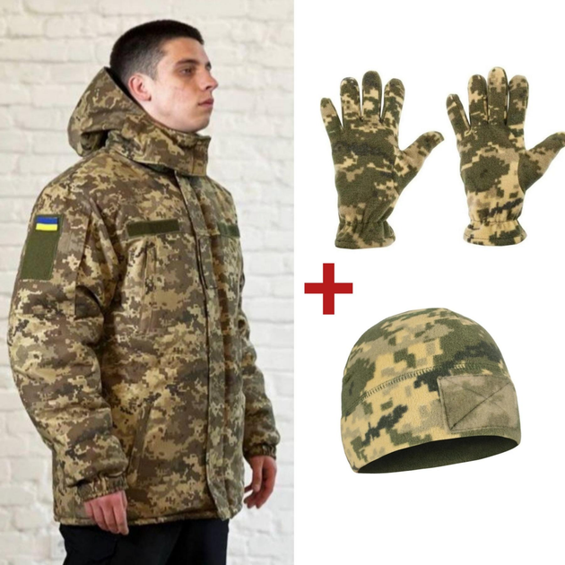Бушлат військовий Піксель зима 48 + ПОДАРУНОК Флісова шапка та перчатки - зображення 1