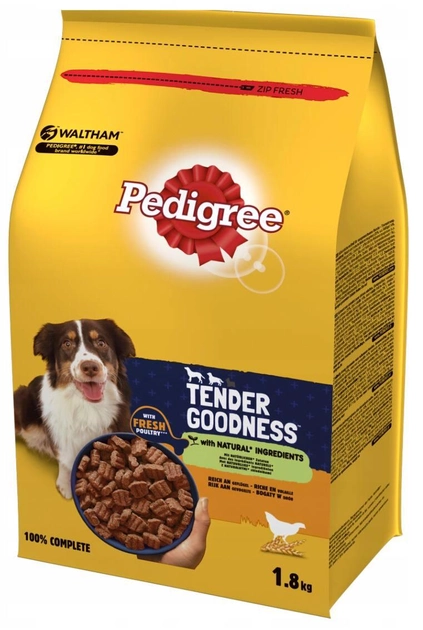 Напіввологий корм для собак середніх порід Pedigree з м'ясом птиці 1.8 кг (4008429148958) - зображення 1