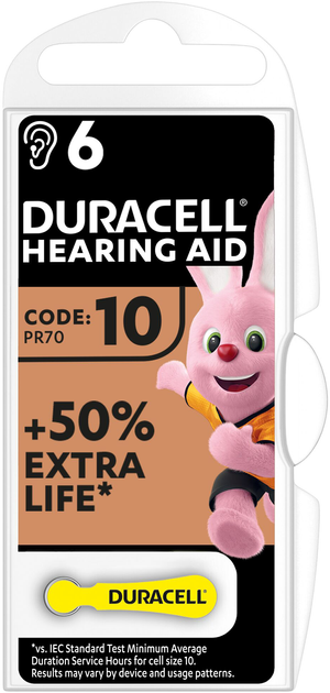 Батарейки для слухових апаратів Duracell Hearing Aid 10 6 шт (96091449) - зображення 2