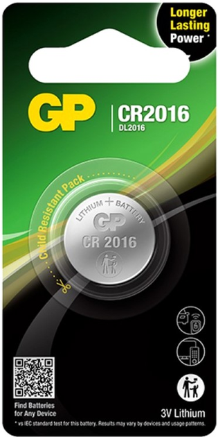 Батарейка GP Lithium Cell 2016CR-U (6479611) - зображення 1