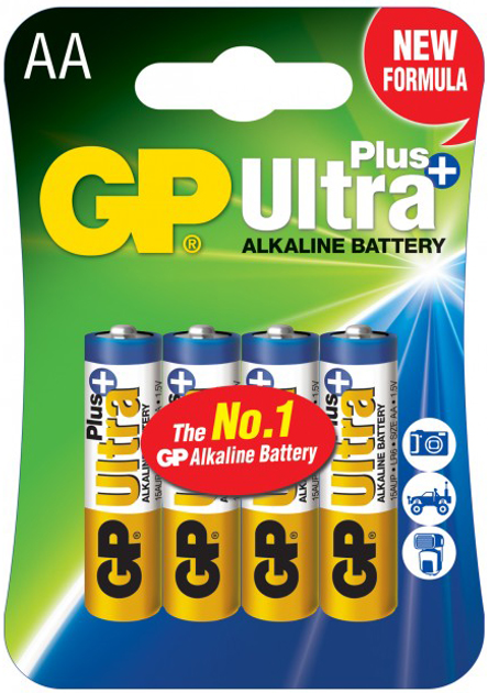 Alkaliczne baterie GP Ultra Plus Alkaline AA 1.5V 15AUP-U4 LR6 4 szt (BAT-INE-0000047) - obraz 1