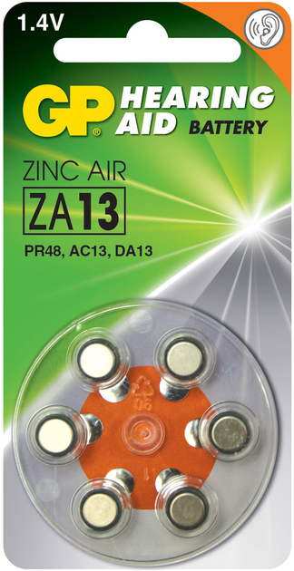 Батарейки для слухових апаратів GP ZA13-D6 1.45V 6 шт (6479669) - зображення 1