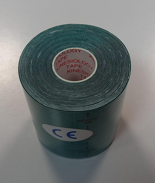 Кинезио тейп (кинезиологический тейп) Kinesiology Tape 7.5см х 5м тёмно-зелёный (изумрудный) - изображение 2