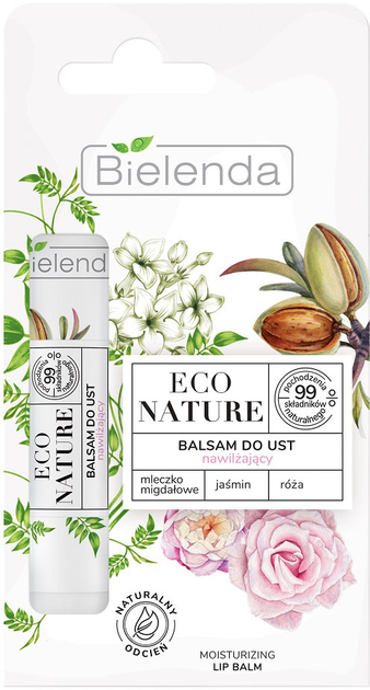 Balsam do ust Bielenda Eco Nature nawilżający mleczko migdałowe and jaśmin and róża 10 g (5902169042707) - obraz 1