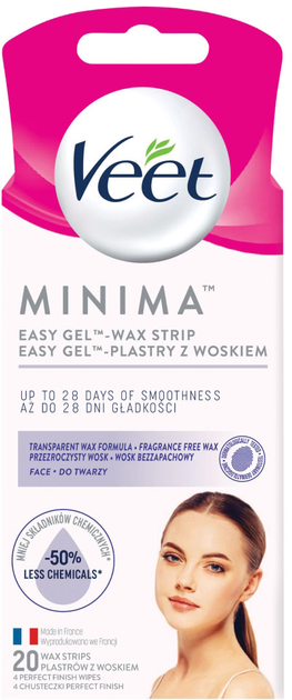 Воскові смужки для обличчя Veet Minima Easy-Gel 20 шт (5900627095883) - зображення 1