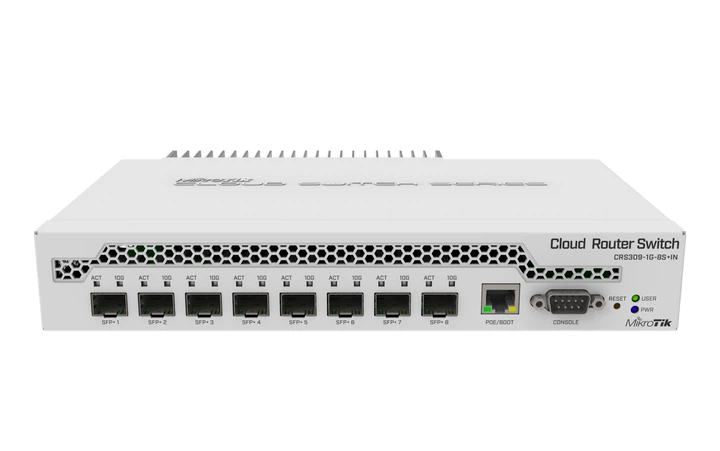 Комутатор керований MikroTik CRS309-1G-8S+IN - Фото 1 Комутатор керований MikroTik CRS309-1G-8S+IN - зображення 1