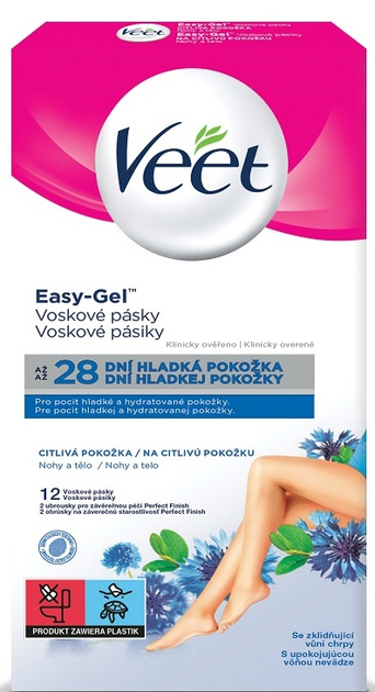 Воскові смужки Veet Easy-Gel для чутливої шкіри 12 шт (5900627027259) - зображення 1