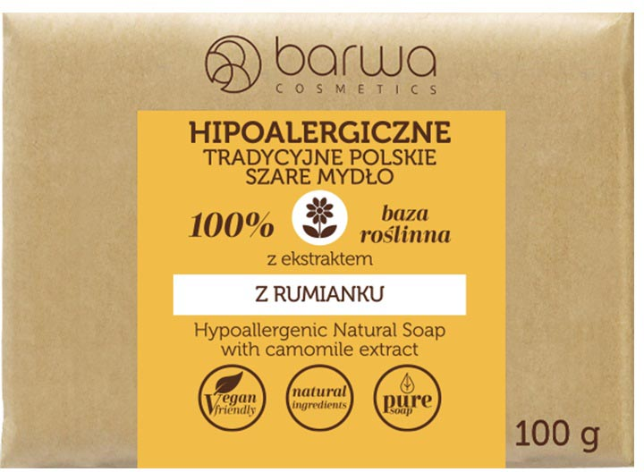 Mydło Barwa hipoalergiczne tradycyjne polskie szare z ekstraktem z rumianku 100 g (5902305006099) - obraz 1