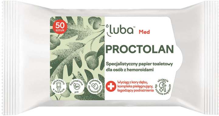Specjalistyczny papier toaletowy Luba Med Proctolan dla osób z hemoroidami 50 szt (5903968221058) - obraz 1