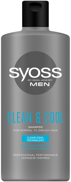 Szampon Syoss Men Clean & Cool Shampoo do włosów normalnych i przetłuszczających się 440 ml (9000101277197) - obraz 1