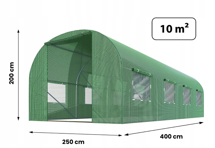 Садовая теплица Plonos 10m2 Зеленая = 250х400х200 см (4916) - Фото 6 Садовая теплица Plonos 10m2 Зеленая = 250х400х200 см (4916) - изображение 6