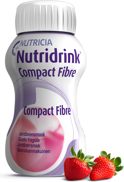 Энтеральное питание Nutricia Nutridrink Compact Fibre Strawberry со вкусом клубники с высоким содержанием энергии и пищевыми волокнами 4 шт х 125 мл (8716900551628) - изображение 2
