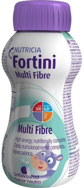 Энтеральное питание Nutricia Fortini Фортини с пищевыми волокнами с нейтральным вкусом для специальных медицинских целей для детей от 1 года 200 мл (8716900550034) - изображение 1