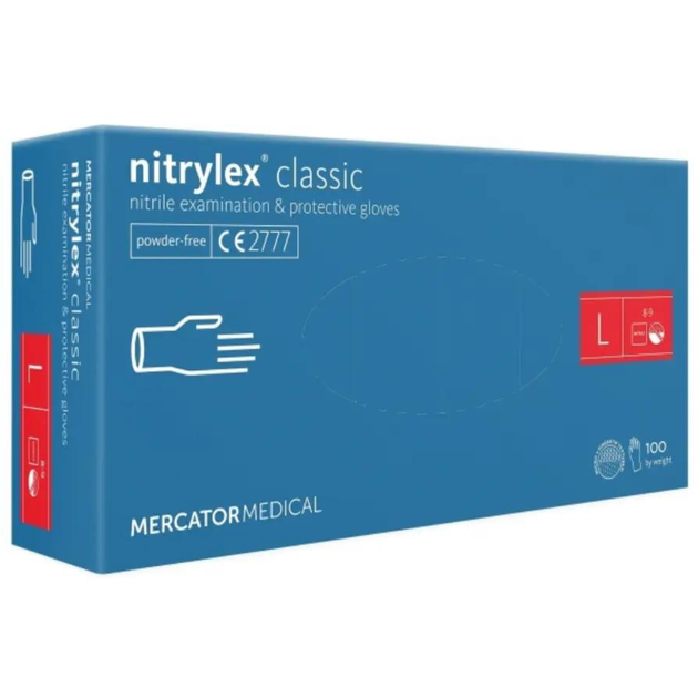 Нітрилові рукавички Nitrylex Classic сині L 50 пар - зображення 1