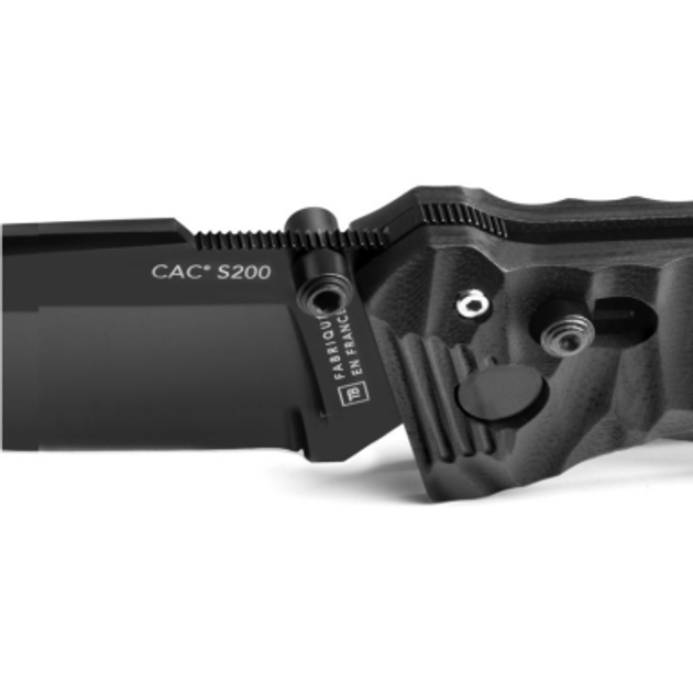 Нож Tb Outdoor "CAC S200", Nitrox, чёрный, рельефн. G10 рукоять, стропорез, стеклобой - изображение 2