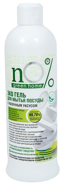 Засіб для миття посуду Green Home n 0 % з яблучним оцтом 500 мл (4823080002810) - зображення 1