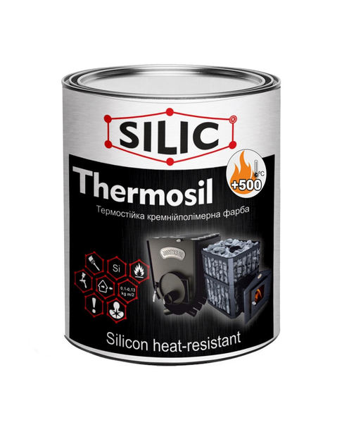 Фарба Сілік для печей і камінів Thermosil - 500 чорний 1кг (THS500CH) - зображення 1