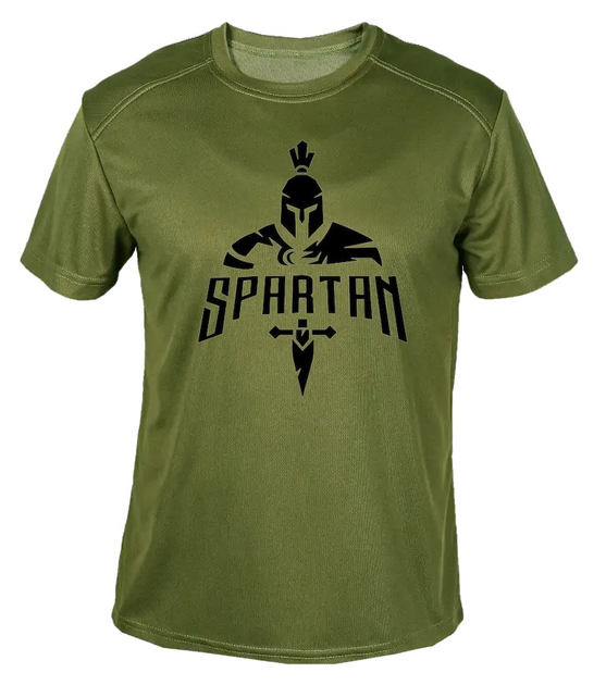 Футболка потоотводящая военная ВСУ с принтом "Спартан " в оливе M - изображение 1