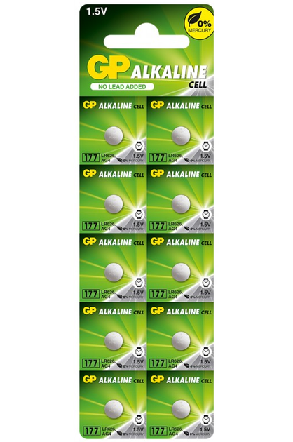 Батарейка GP 177-U10, AG4, LR626, SR66, 1.5V Alkaline - изображение 2