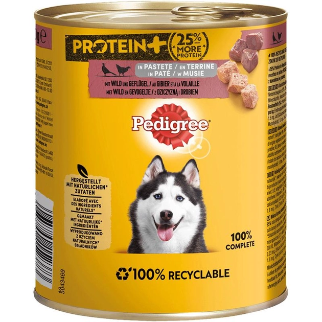 Mokra karma dla psów Pedigree Adult Protein+ z dziczyzną i drobiem 800 g (3065890152373) - obraz 1