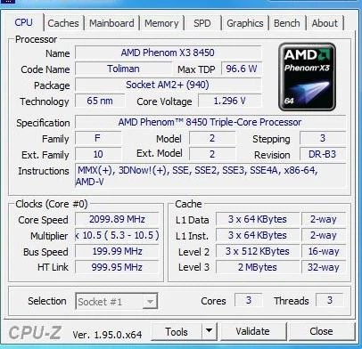 Процессор AMD Phenom X3 8450 3 Ядра, 2.1GHz, sAM2+ / AM2, Tray ( HD8450WCJ3BGH ) Б/У - изображение 2