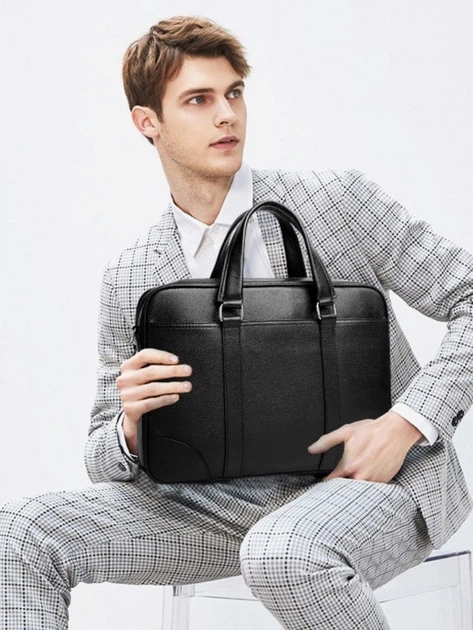 Сумка-портфель мужская кожаная Tiding Bag A25-9904A Черная - Фото 2 Сумка-портфель мужская кожаная Tiding Bag A25-9904A Черная - изображение 2
