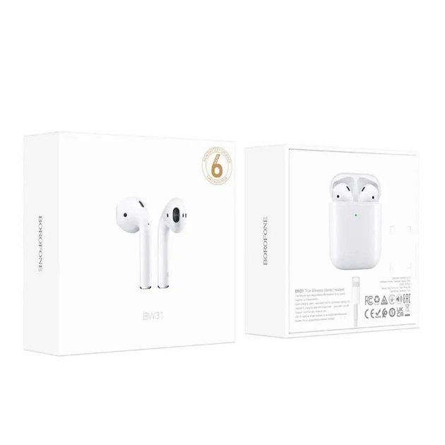 Беспроводные наушники BOROFONE BW31 True wireless stereo headset White - Фото 6 Беспроводные наушники BOROFONE BW31 True wireless stereo headset White - изображение 6