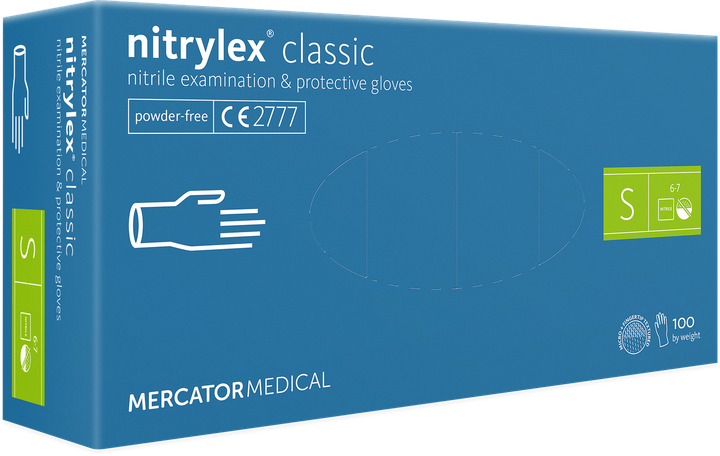Перчатки нитриловые Nitrylex classic Mercator Medical S (100 шт) - изображение 1