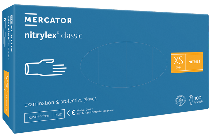 Перчатки нитриловые Nitrylex classic Mercator Medical XS (100 шт) - изображение 1